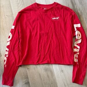 Levi's Vintage Red Long Sleeve Cropped Shirt Size Small